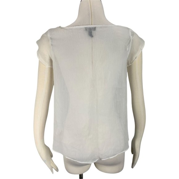 Jessica Simpson Small Blouse Semi Sheer White Feminine Romantic - Picture 7 of 7
